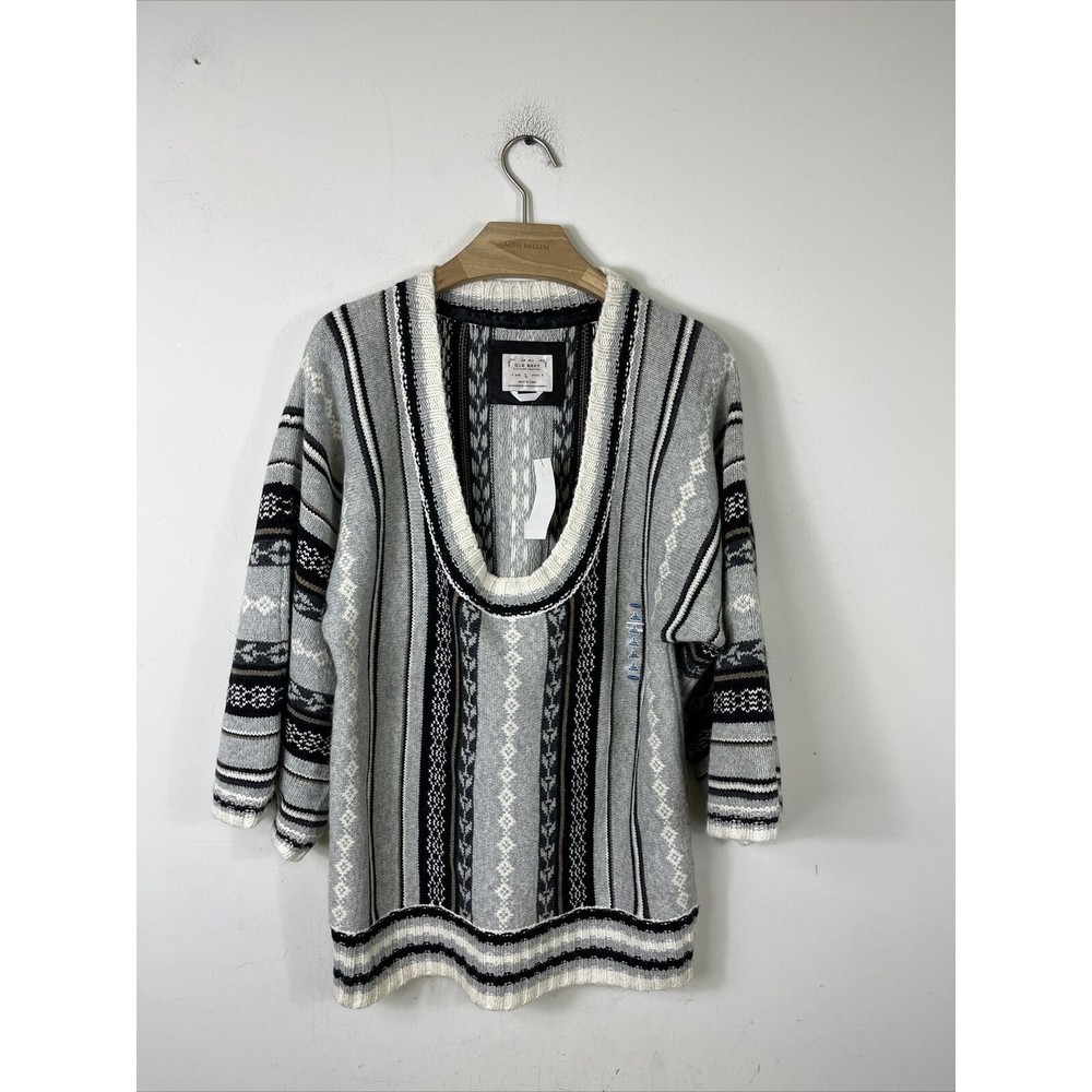 Old Navy Women's Aztec Print Scoop Neck Sweater Gray Large NWT $34
